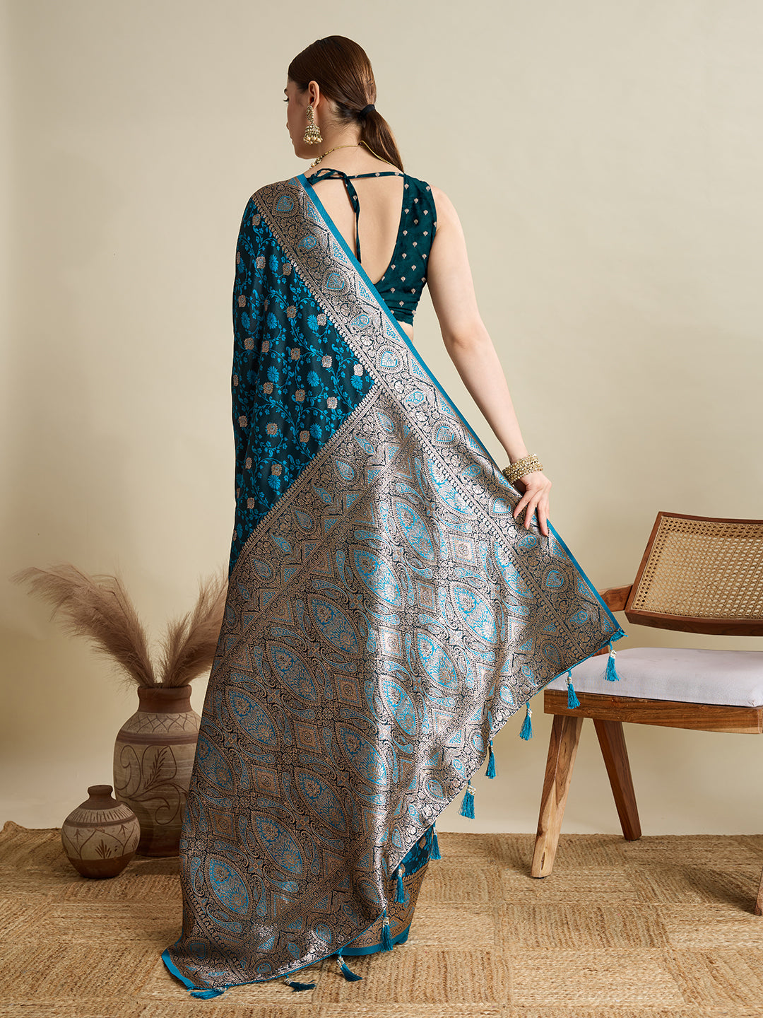Soft silk zari design  saree