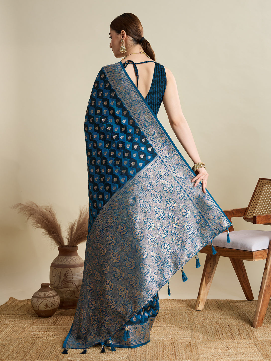 Soft silk zari design  saree