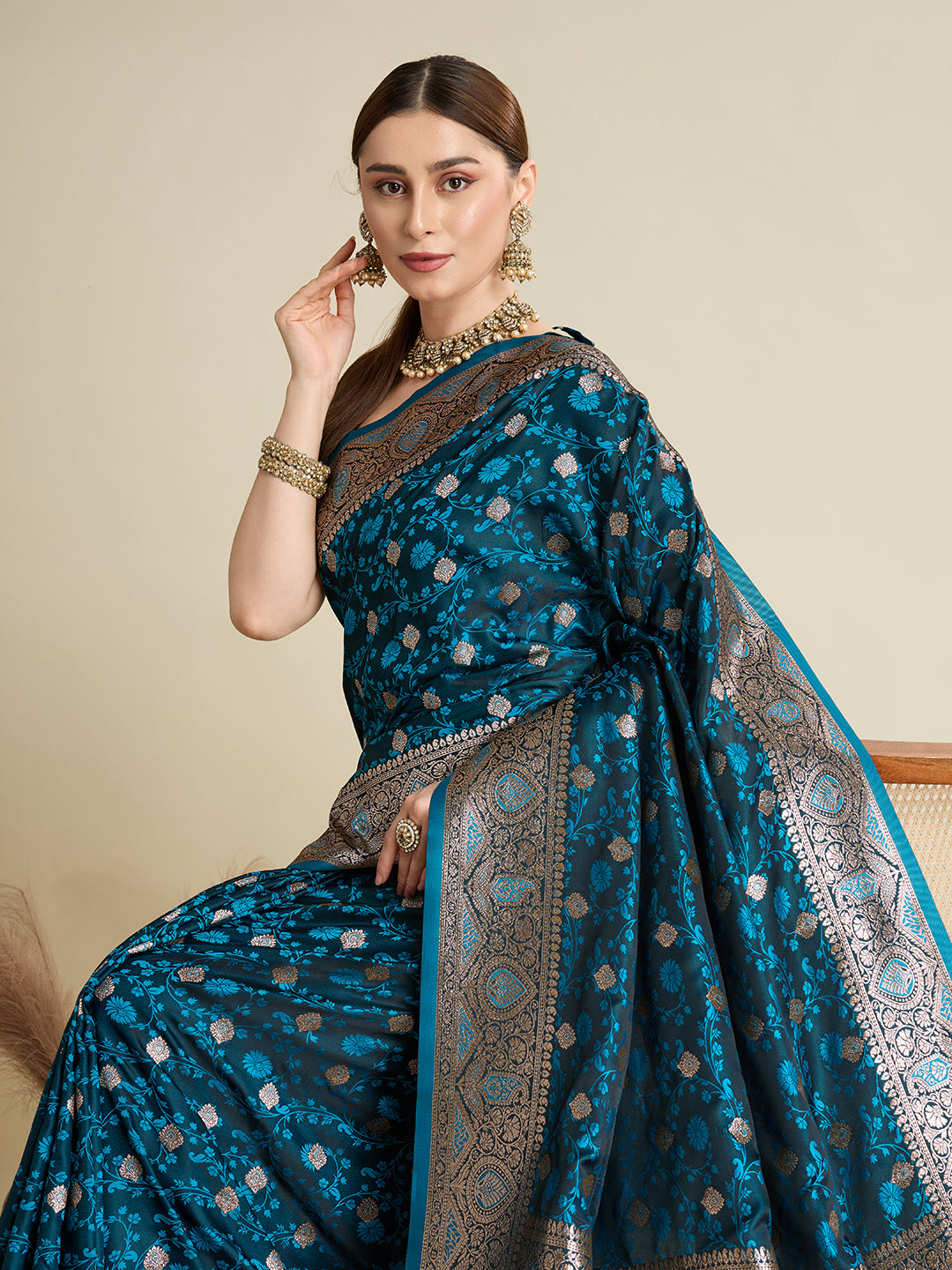 Soft silk zari design  saree
