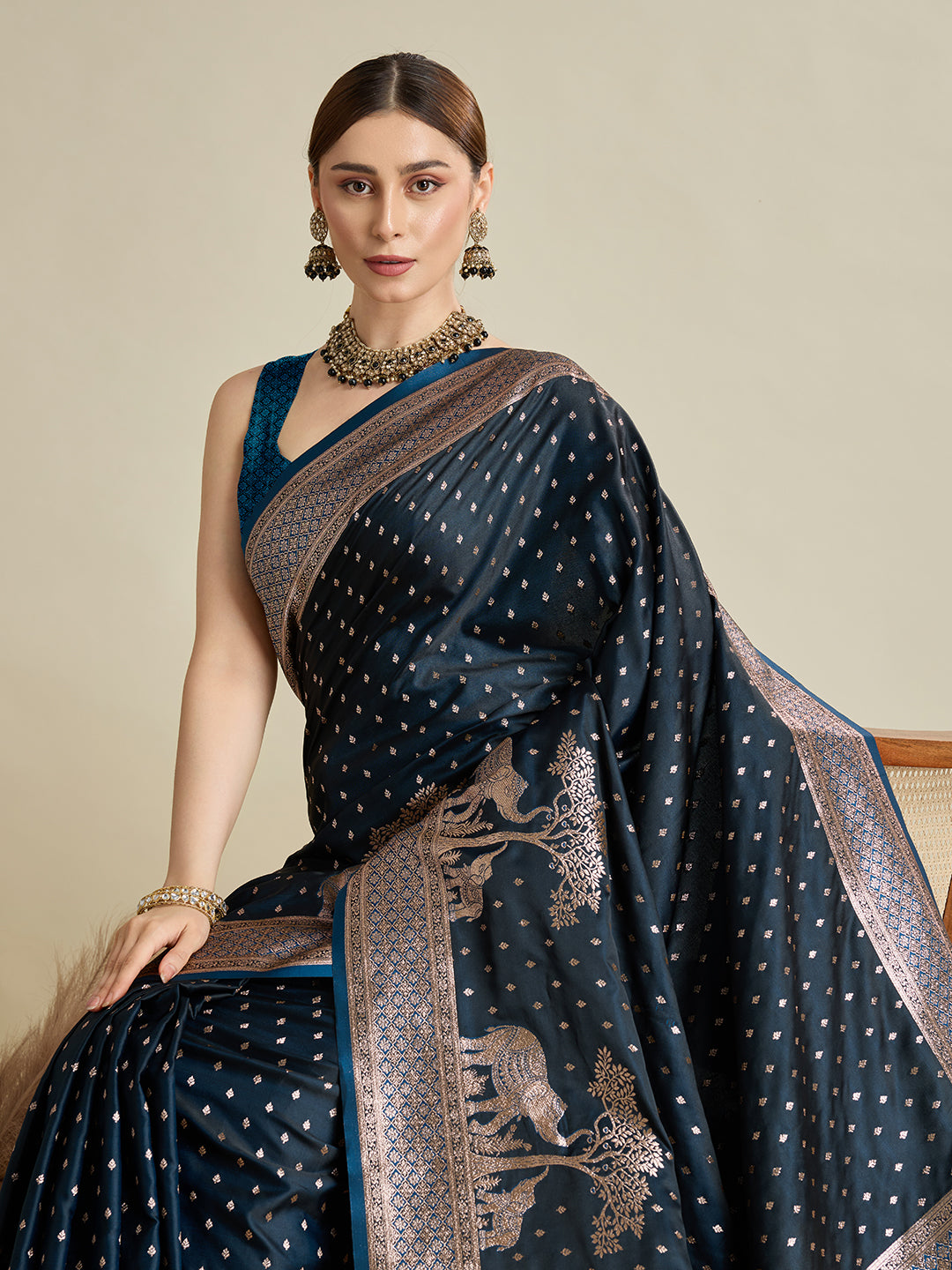 Soft silk zari design  saree