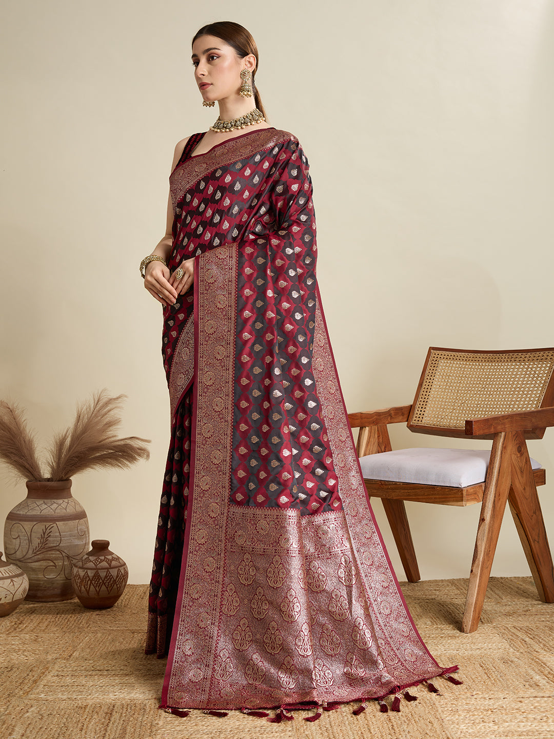 Soft silk zari design  saree