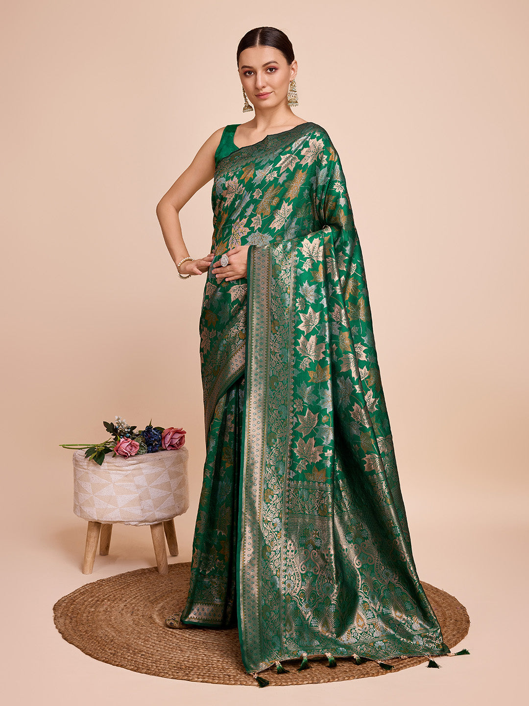 soft silk zari work saree