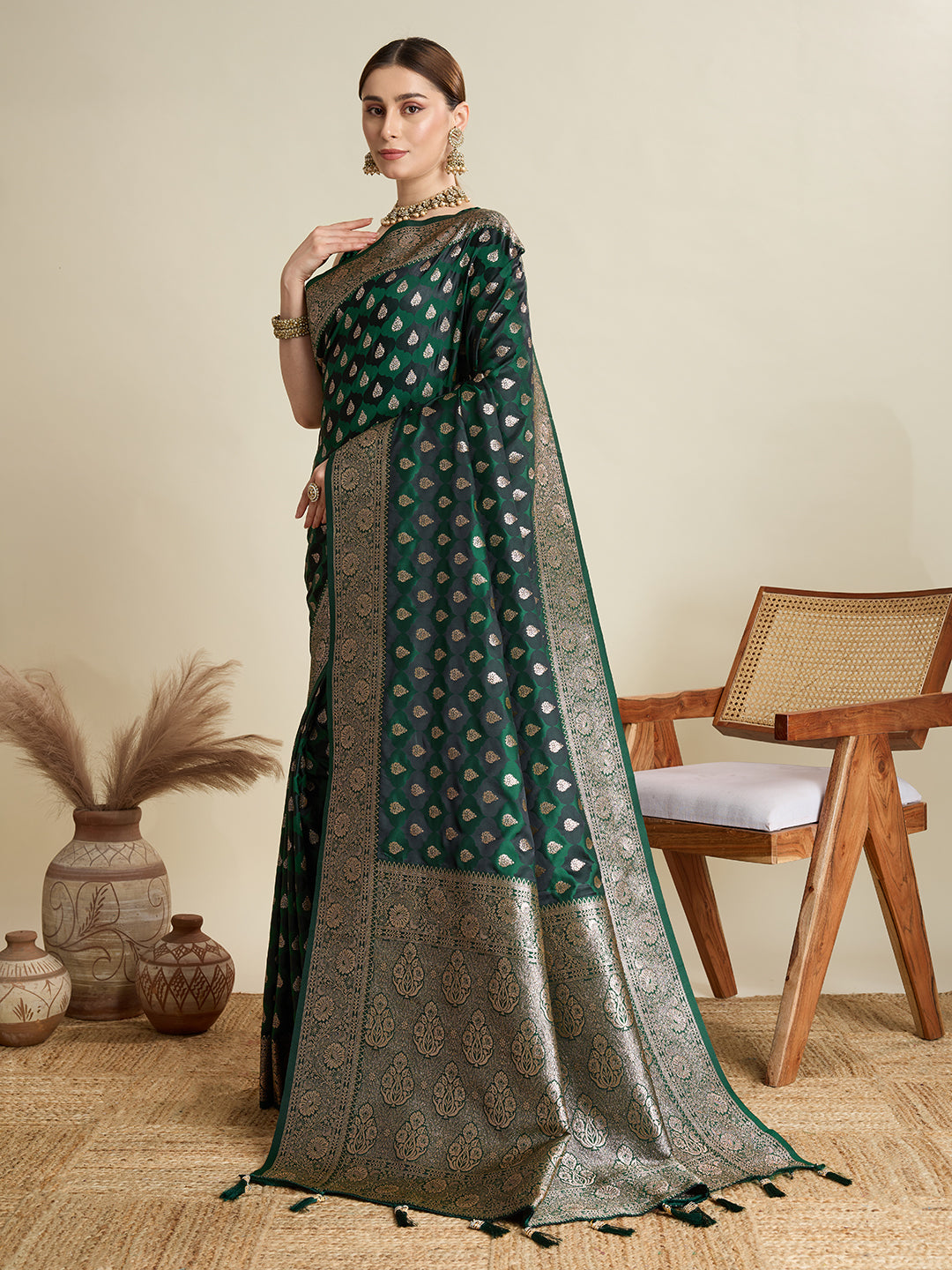 Soft silk zari design  saree