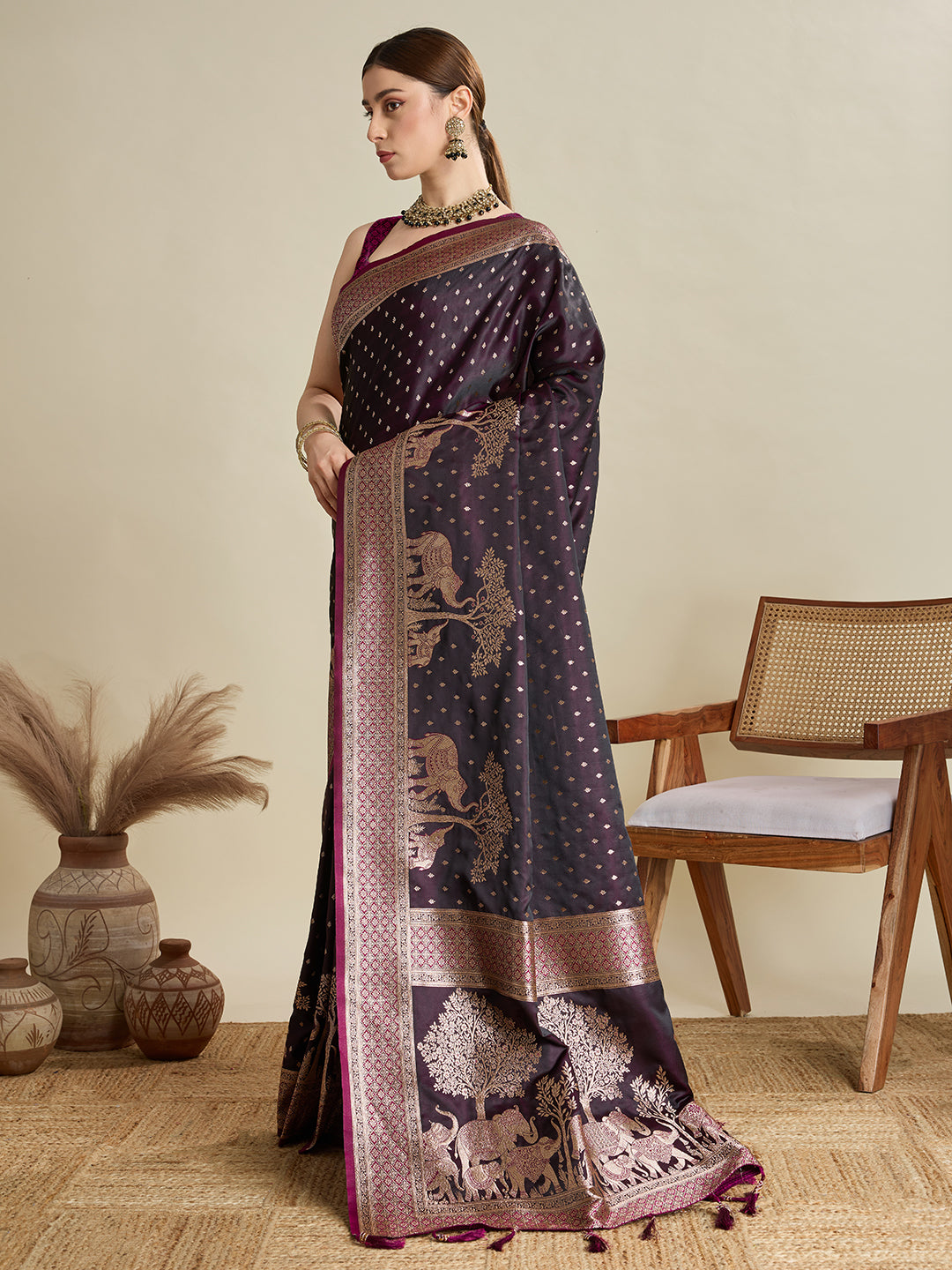 Soft silk zari design  saree