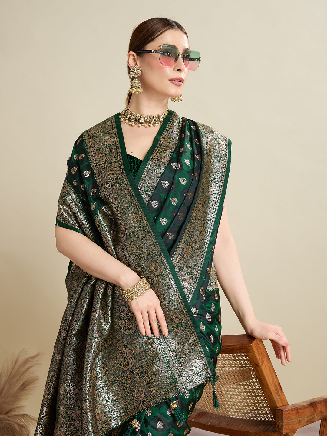 Soft silk zari design  saree