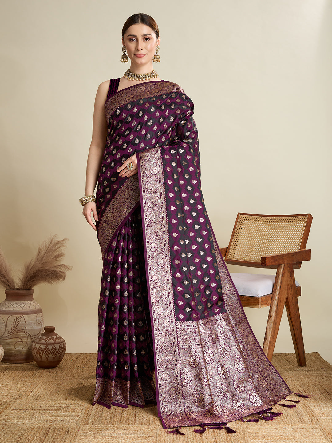 Soft silk zari design  saree