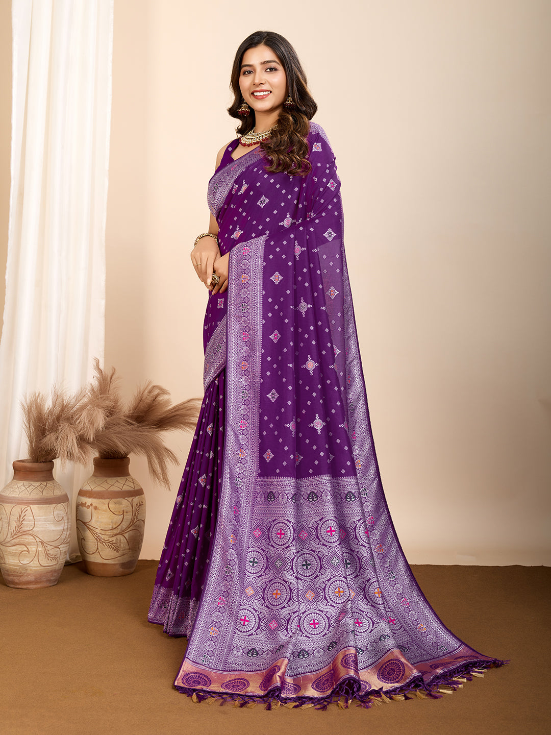 Maslin silk dola saree