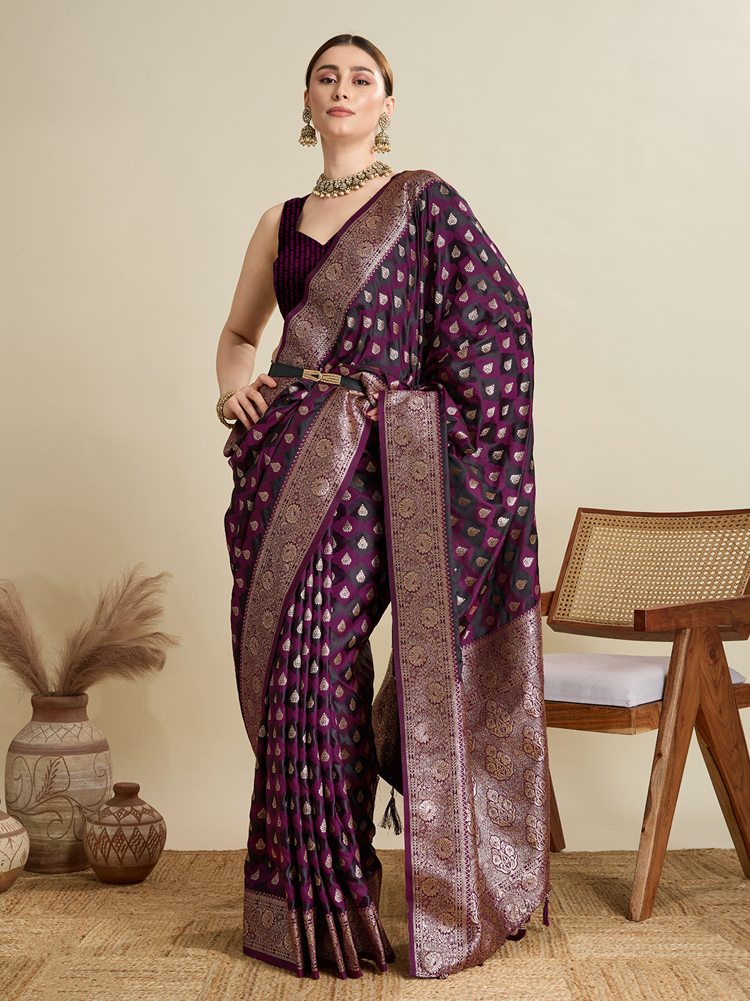 Soft silk zari design  saree