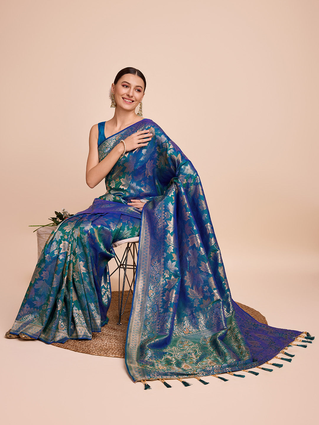 soft silk zari work saree