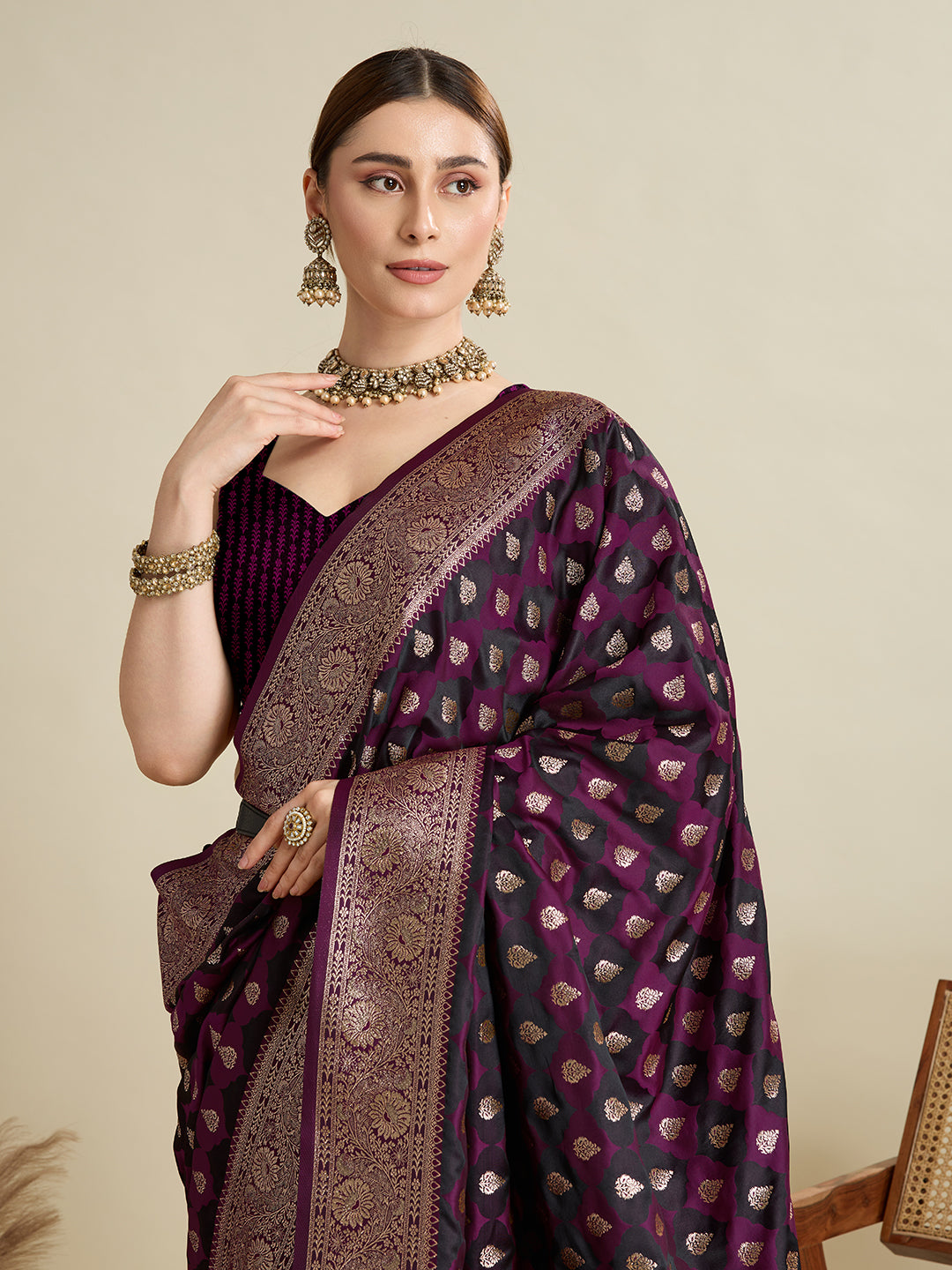 Soft silk zari design  saree