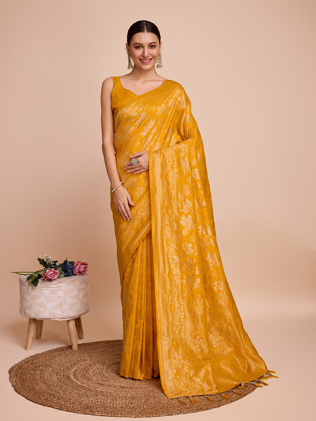 soft silk zari work saree