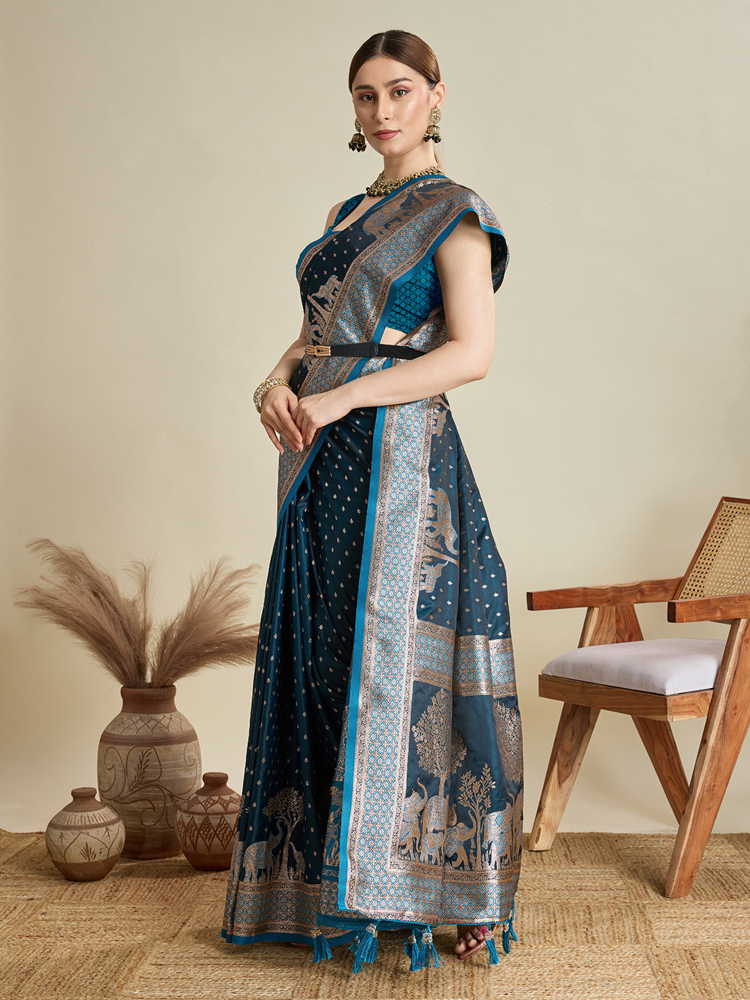 Soft silk zari design  saree