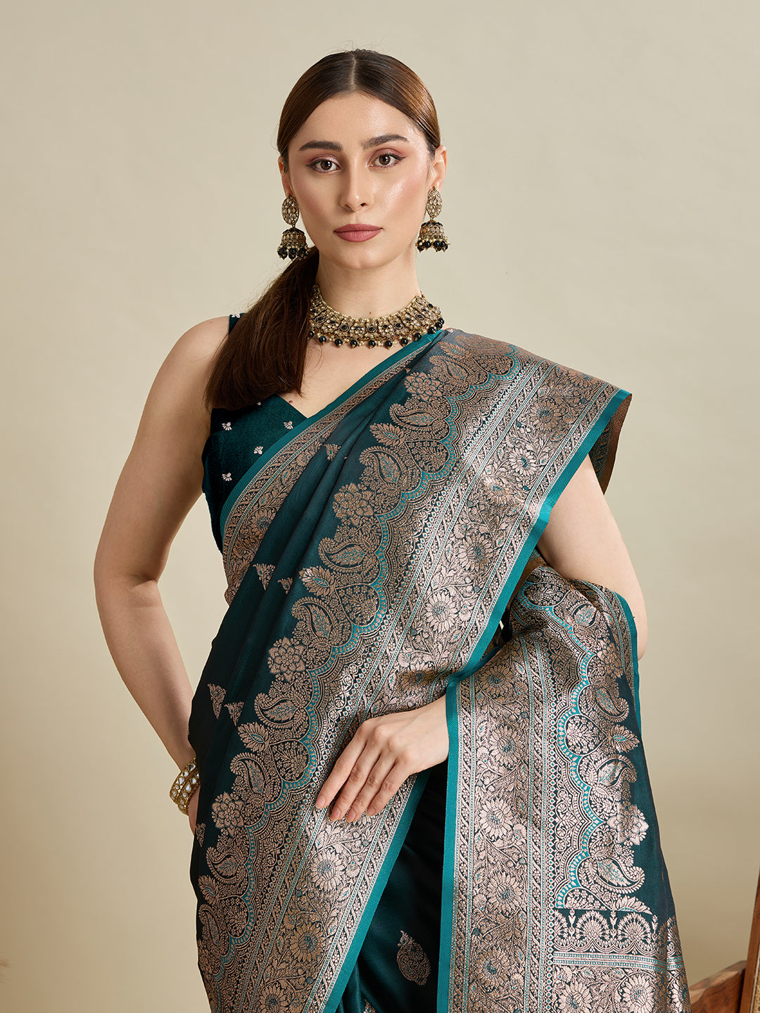 soft silk zari design  saree