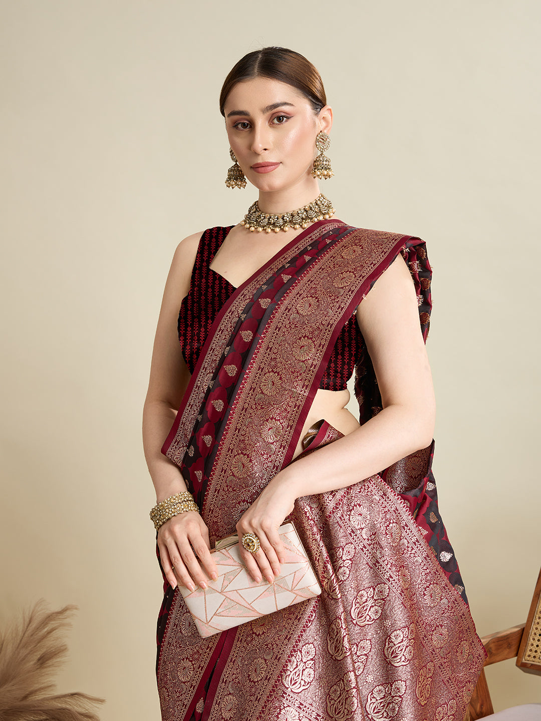 Soft silk zari design  saree
