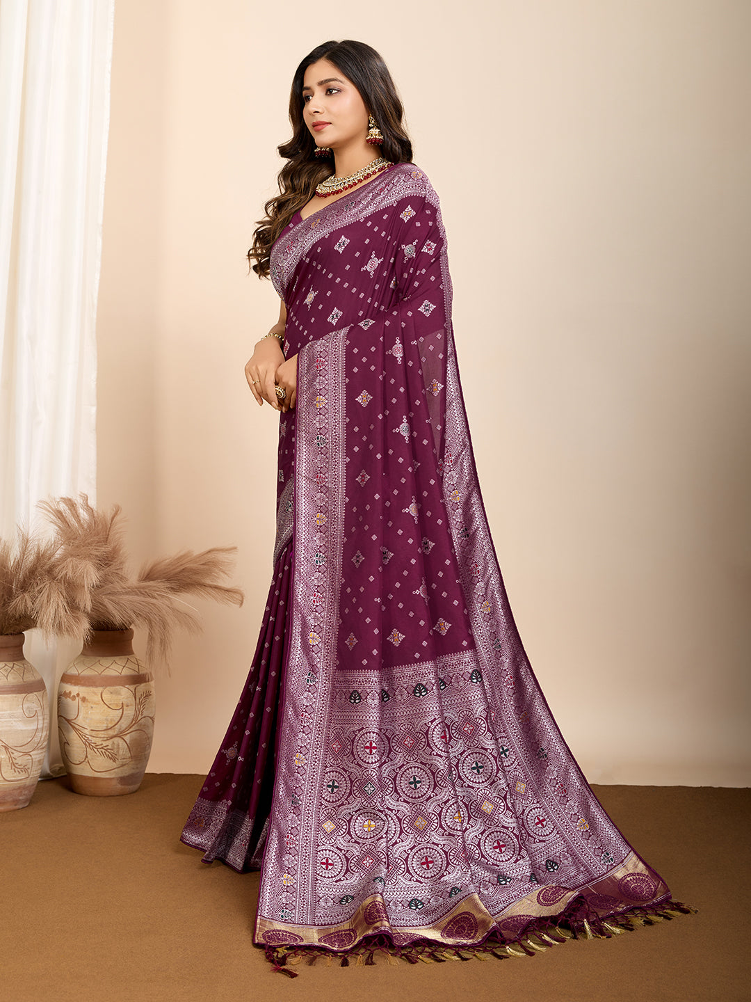 Maslin silk dola saree