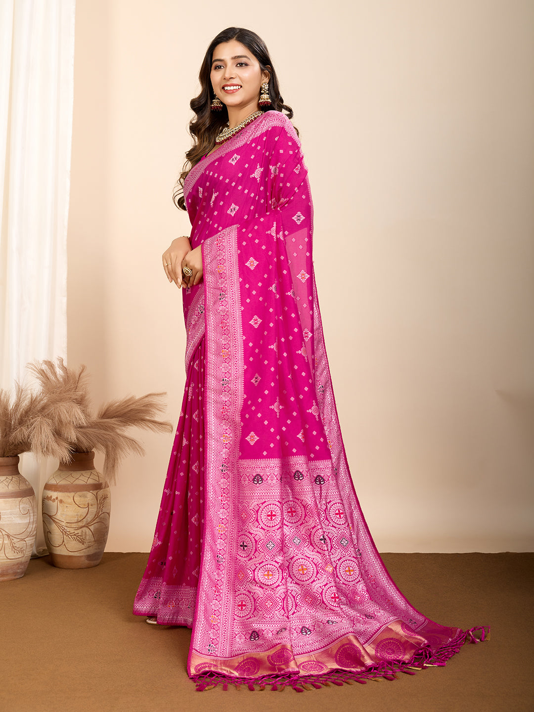 Maslin silk dola saree