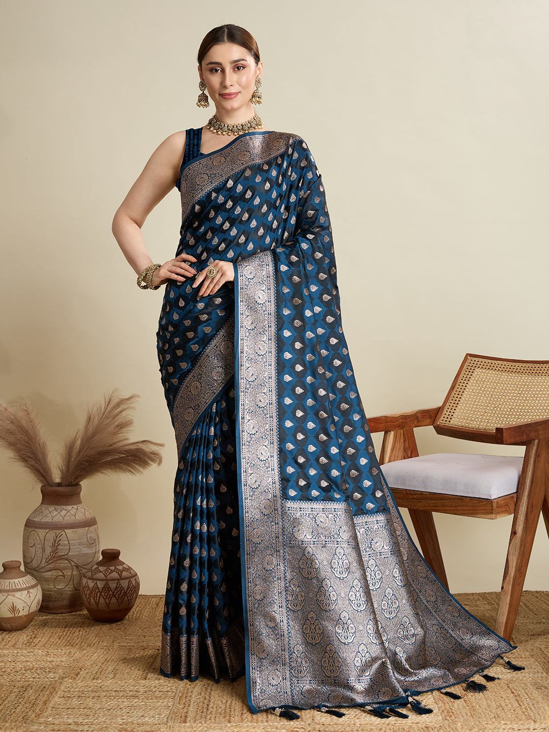 Soft silk zari design  saree