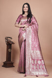 Banarasi silk saree with silver Floral zari work