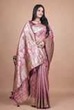 Banarasi silk saree with silver Floral zari work
