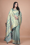 Banarasi silk saree with silver Floral zari work