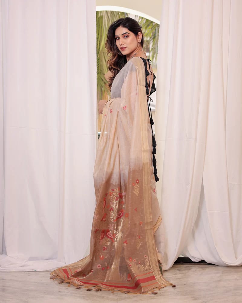 Soft muga citton saree