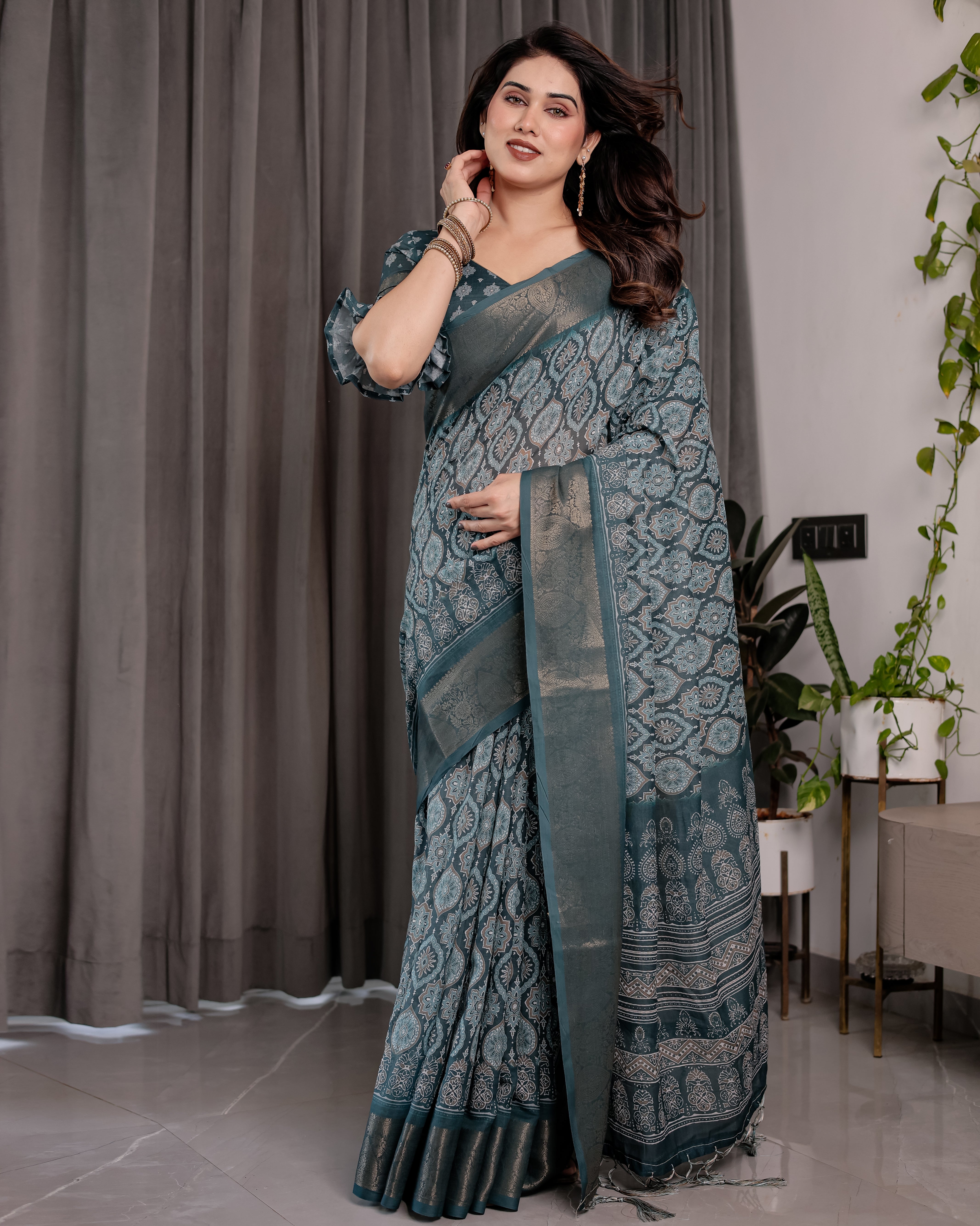 cotton linen saree
