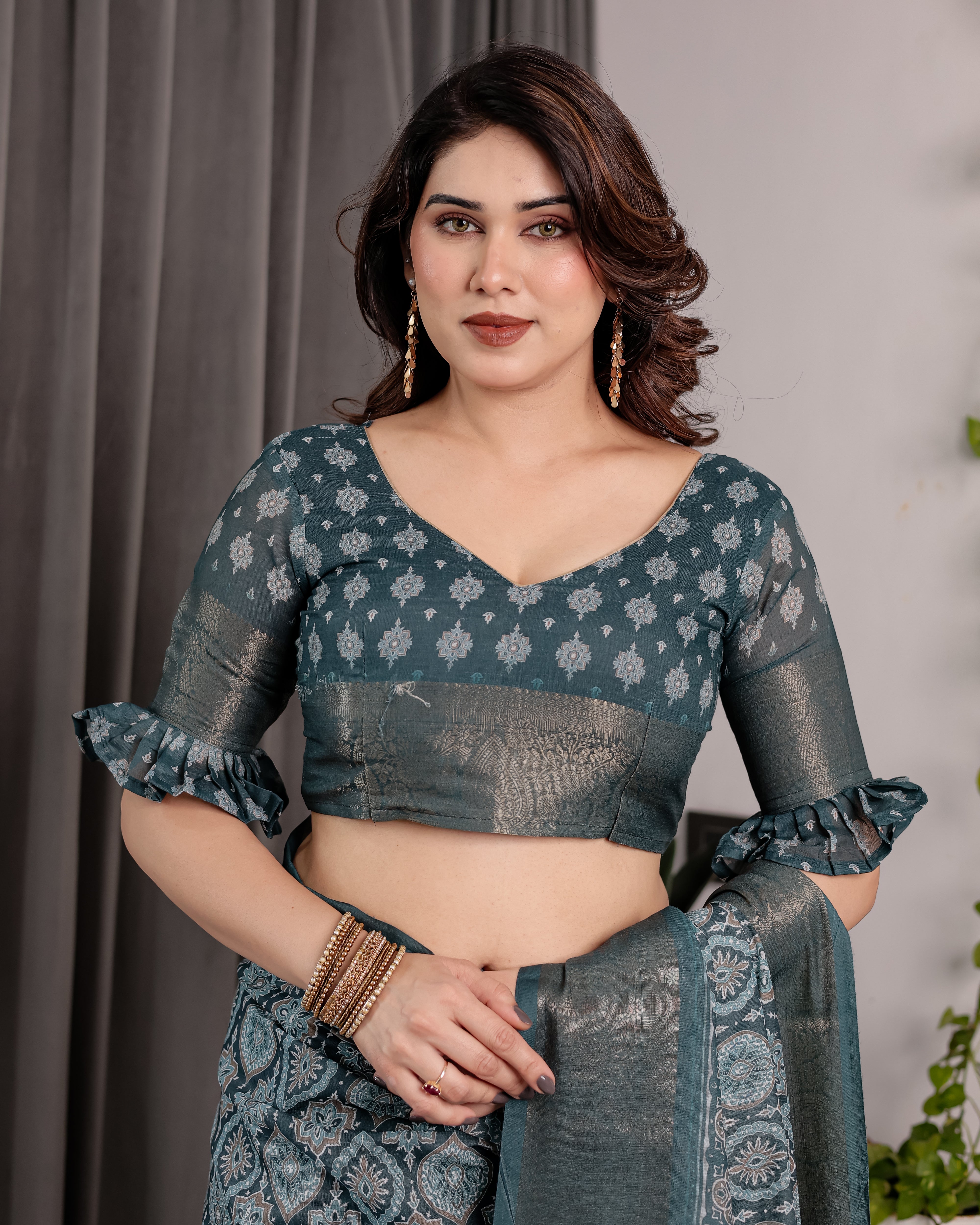 cotton linen saree