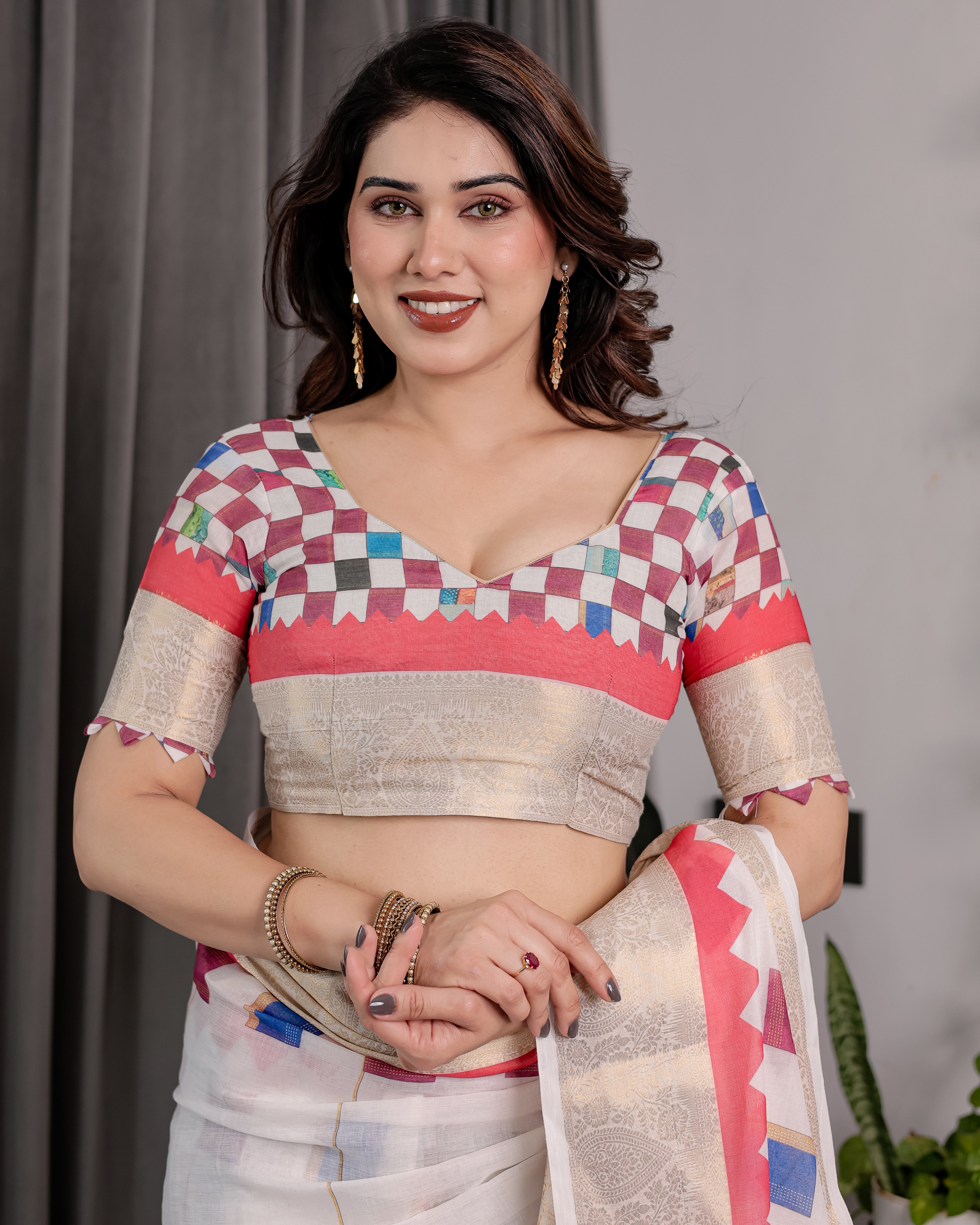 cotton linen saree