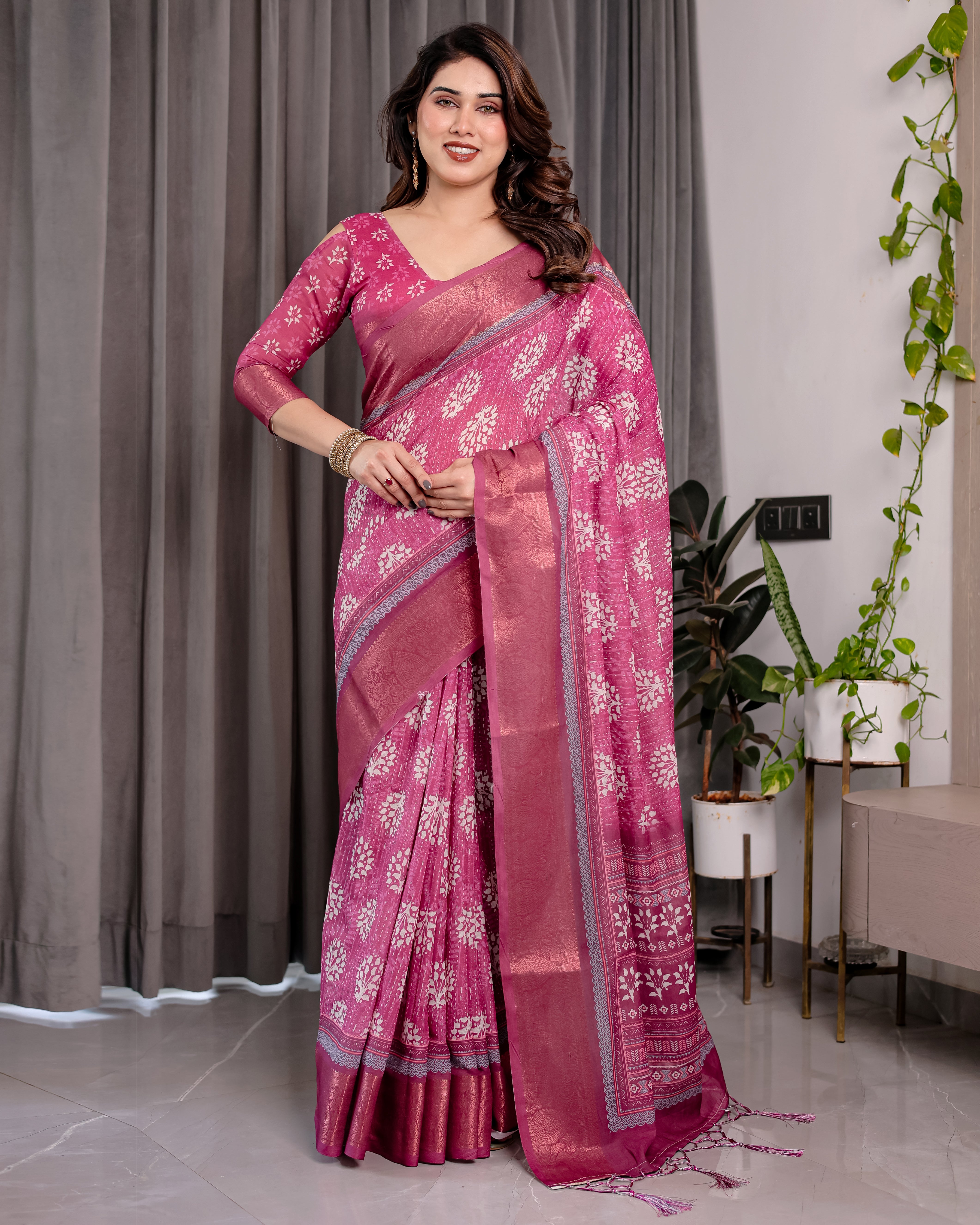 cotton linen saree