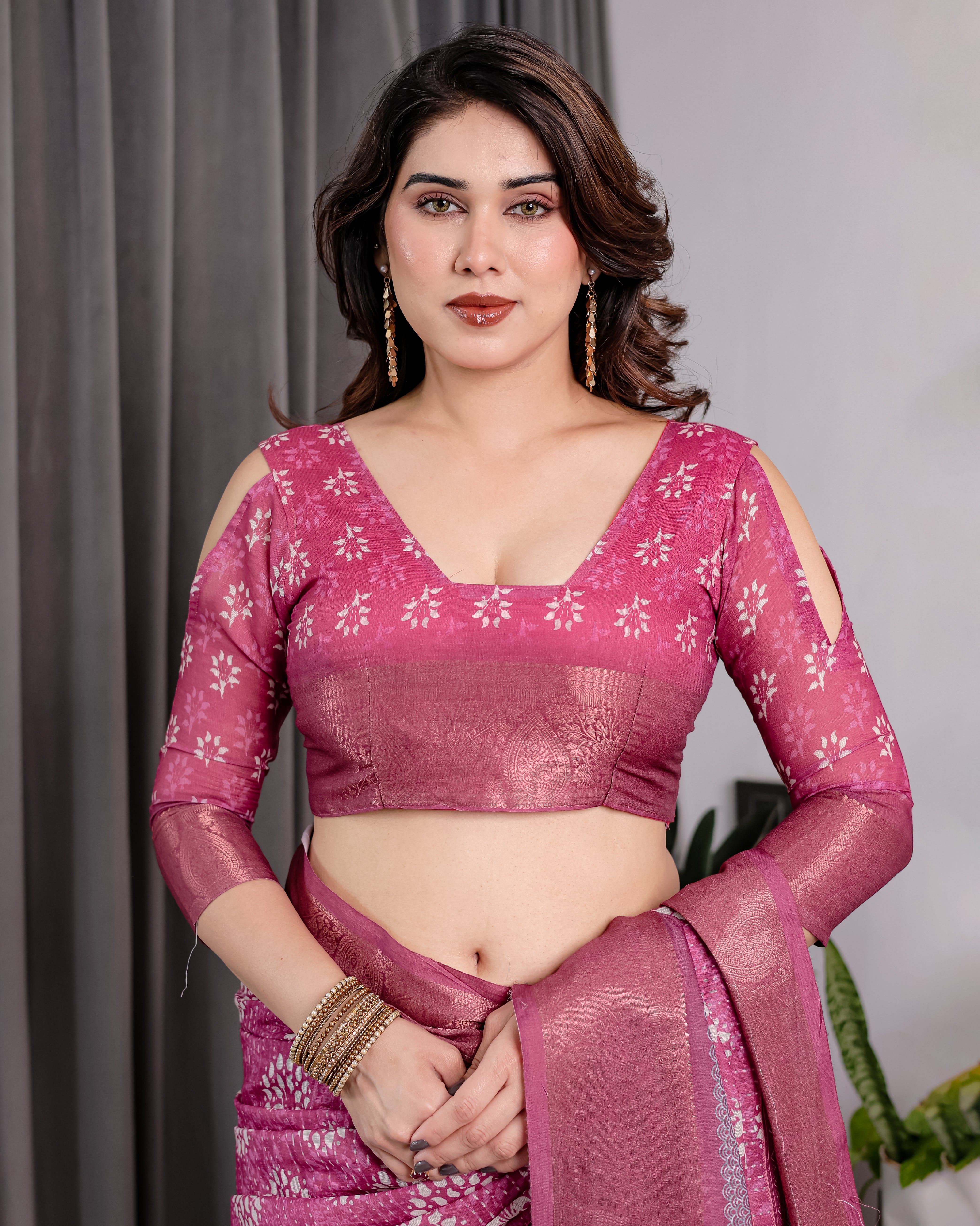 cotton linen saree