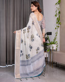 cotton linen saree