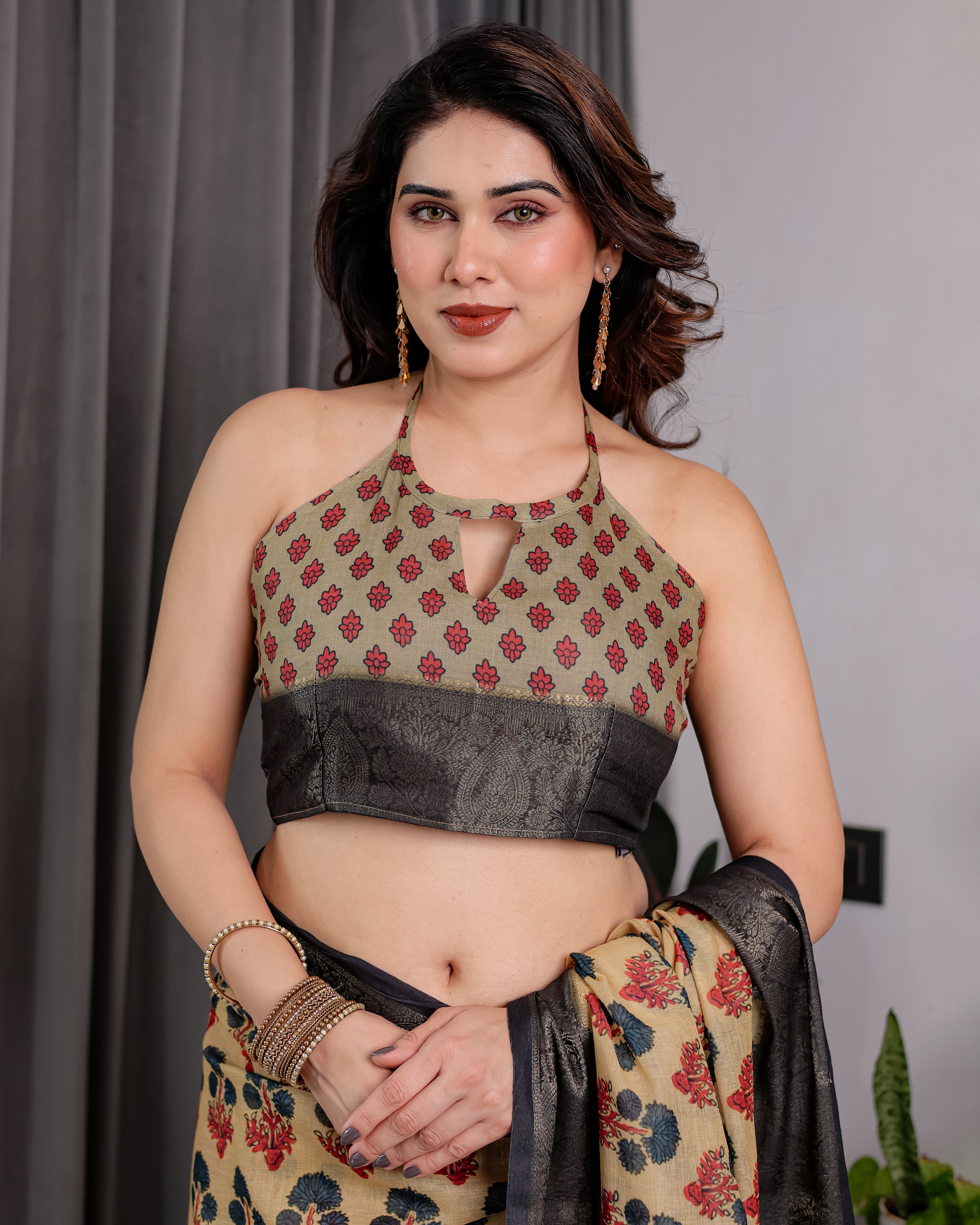 cotton linen saree