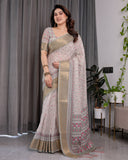 cotton linen saree
