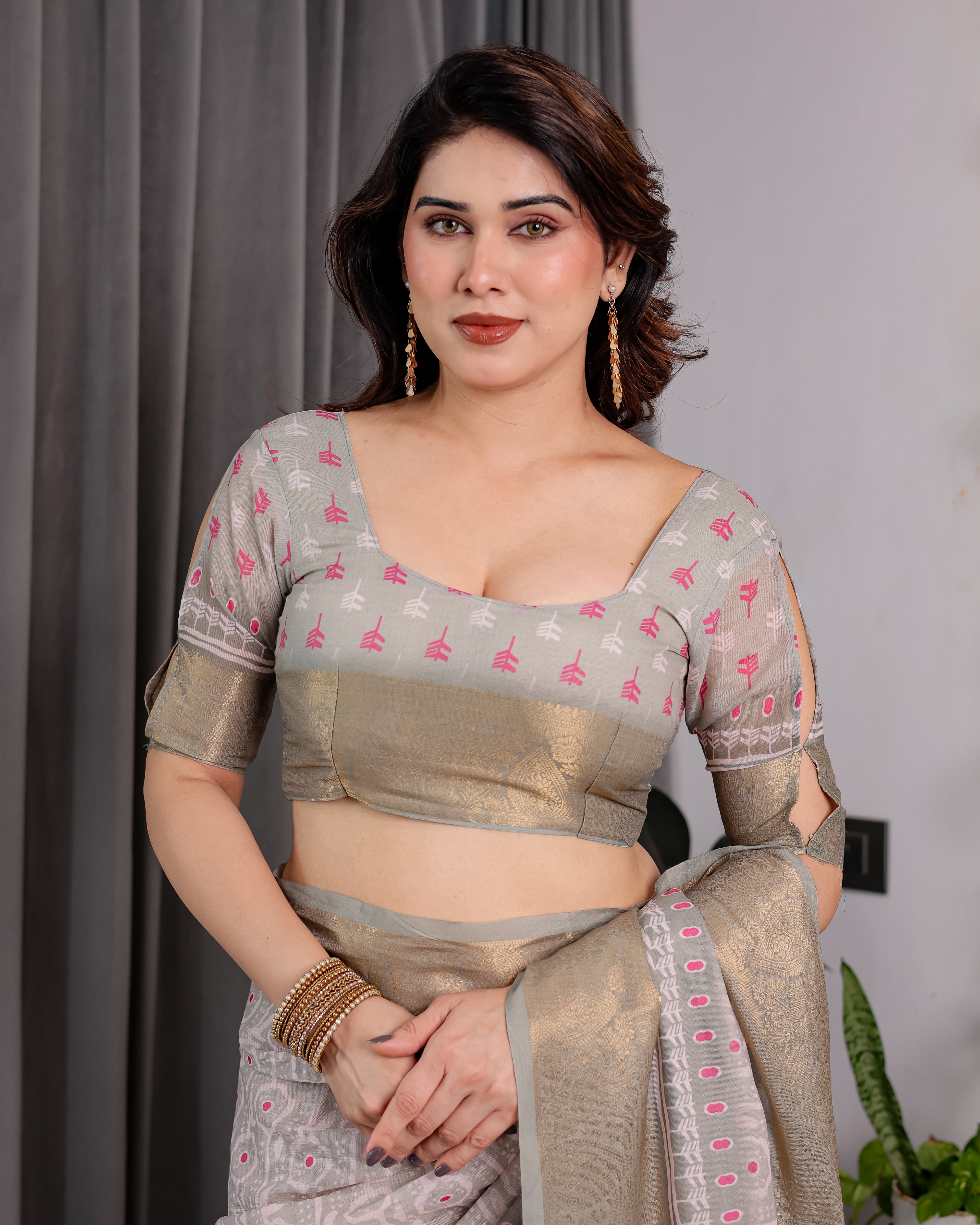 cotton linen saree