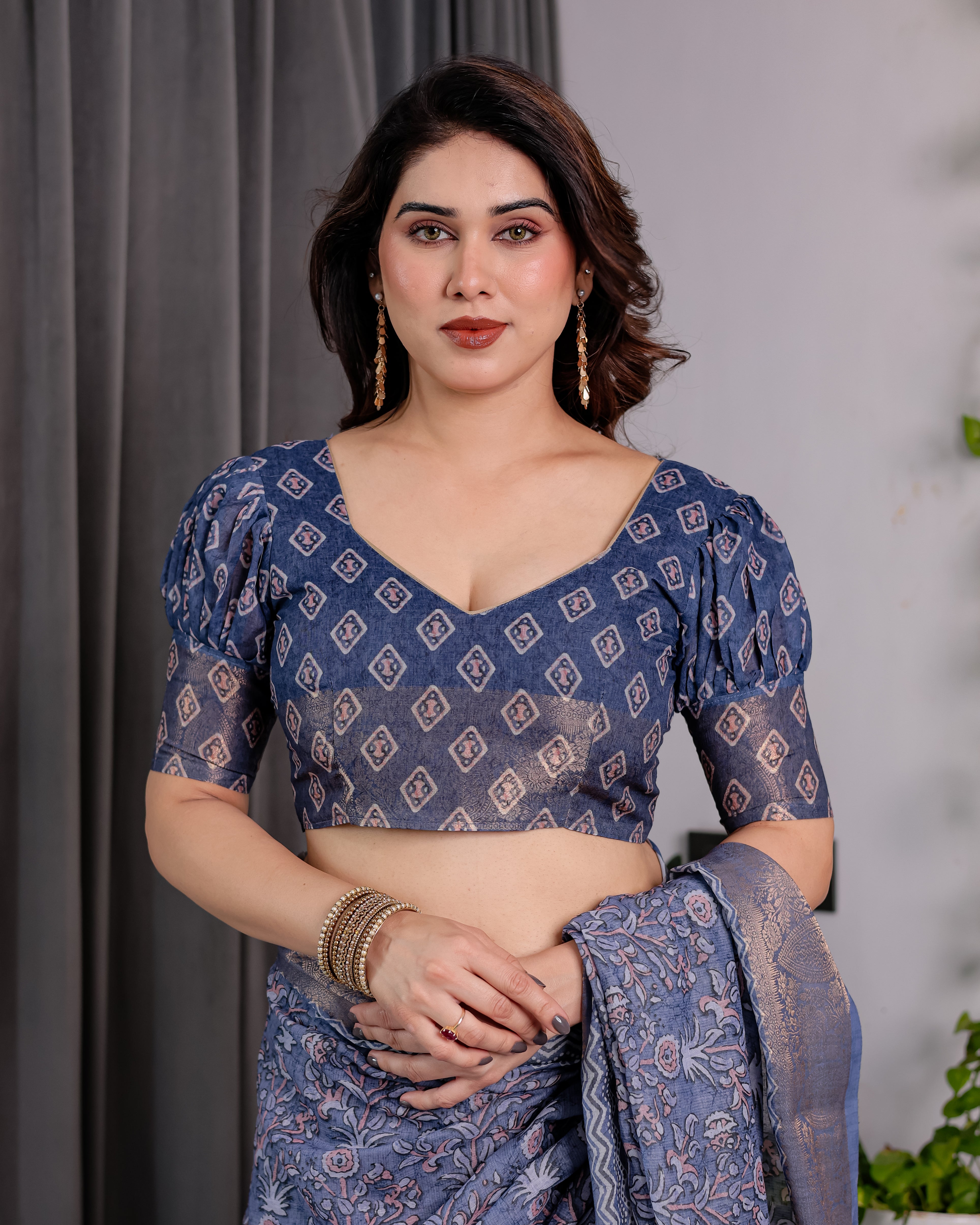 cotton linen saree