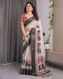 cotton linen saree