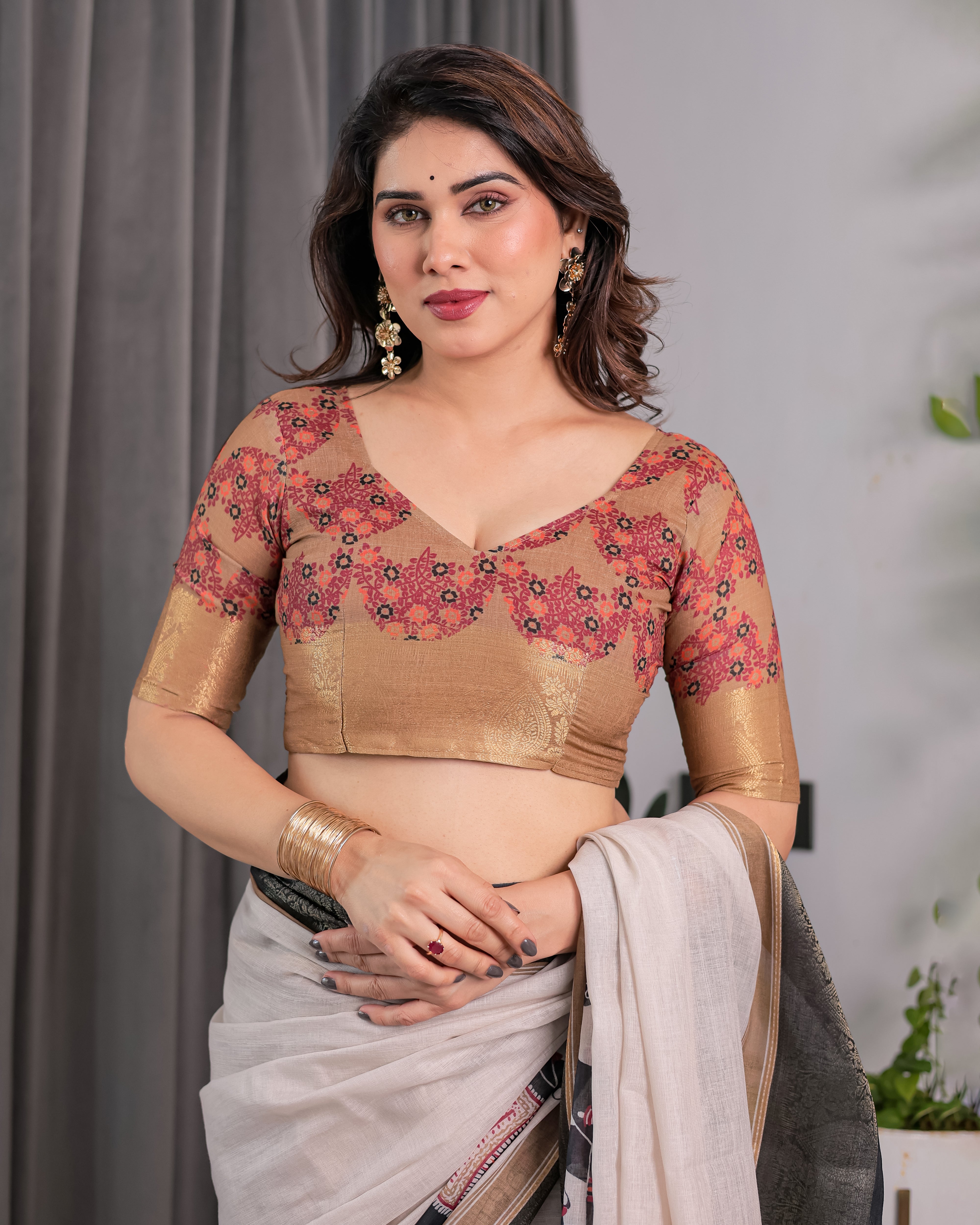 cotton linen saree