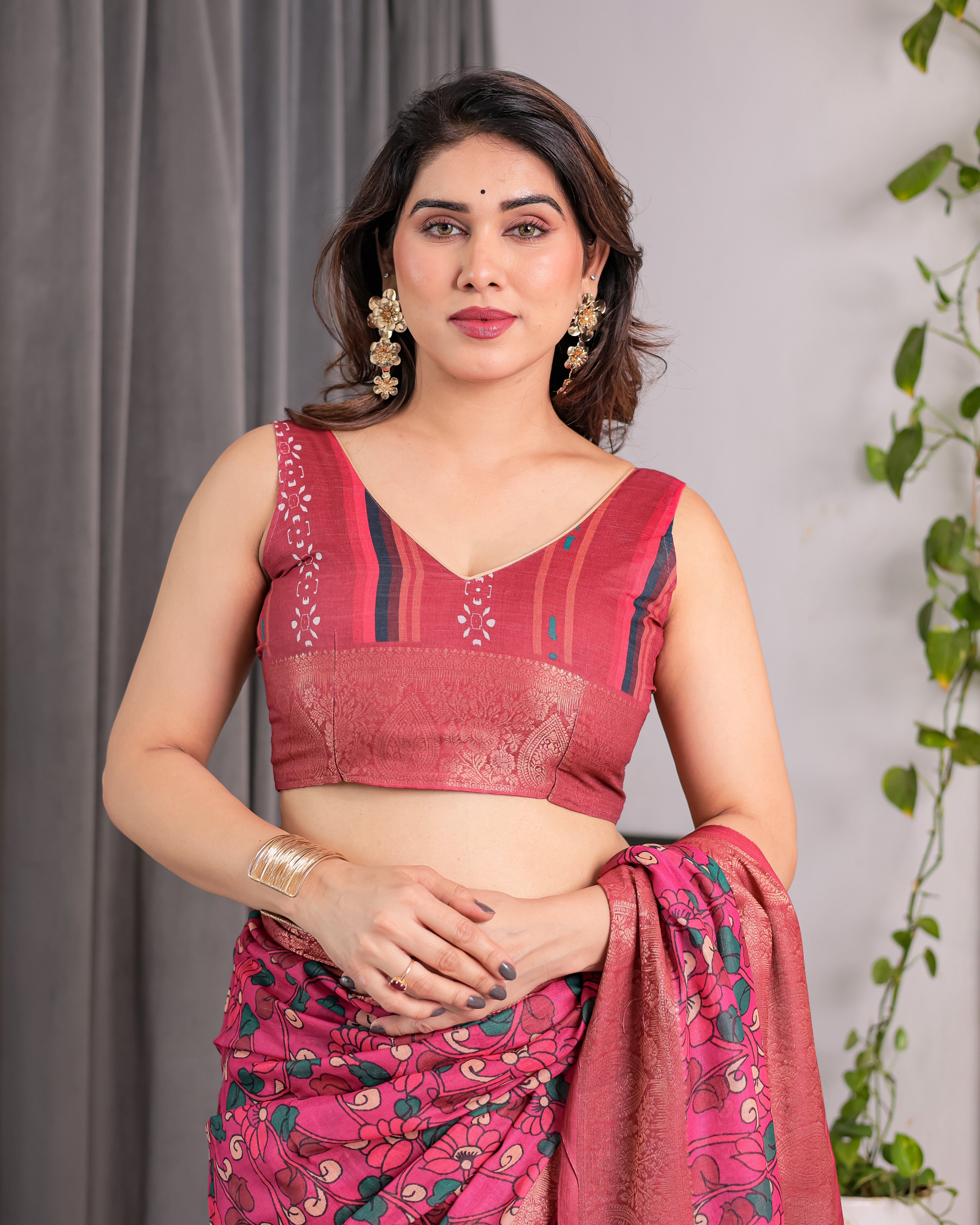 cotton linen saree