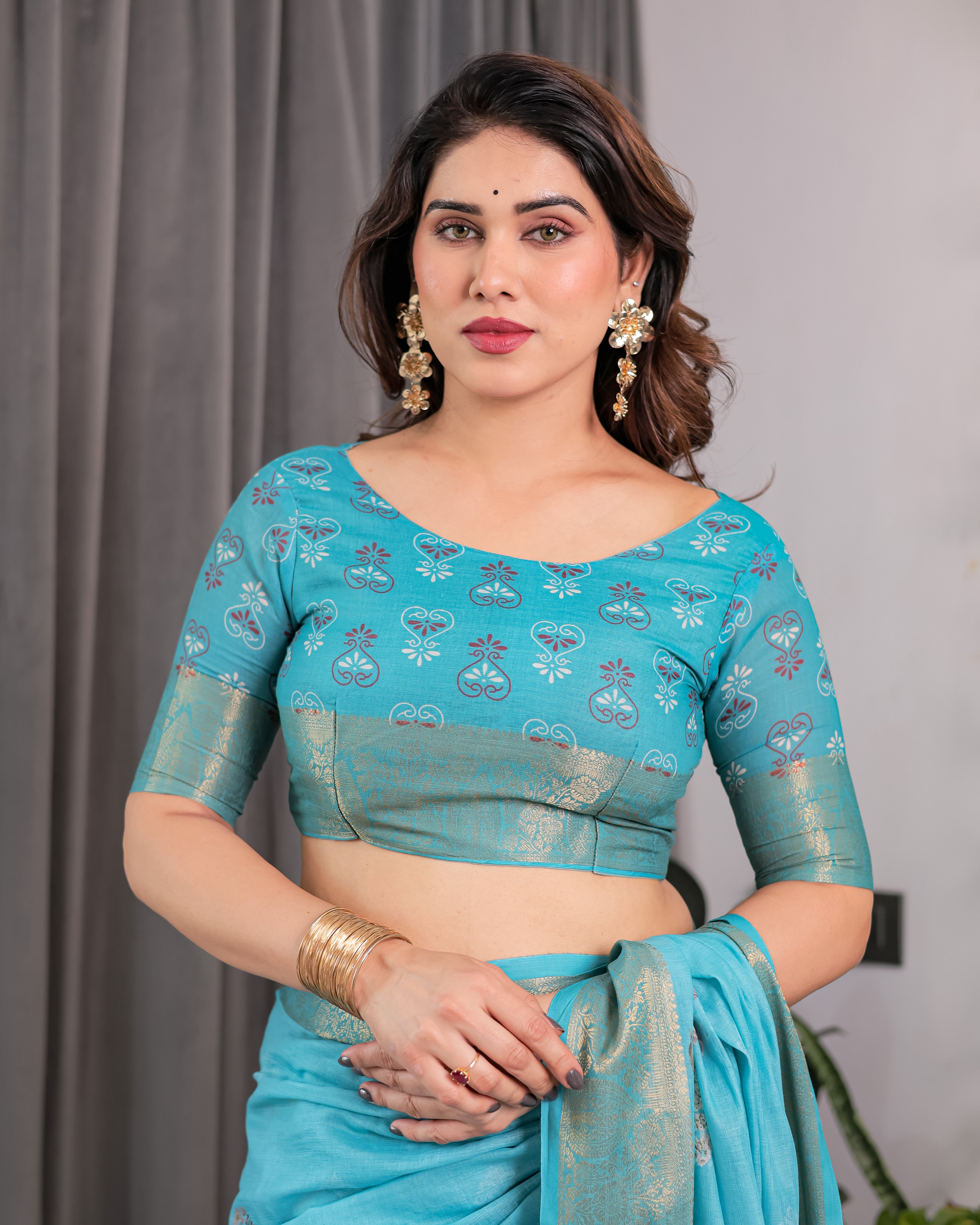 cotton linen saree