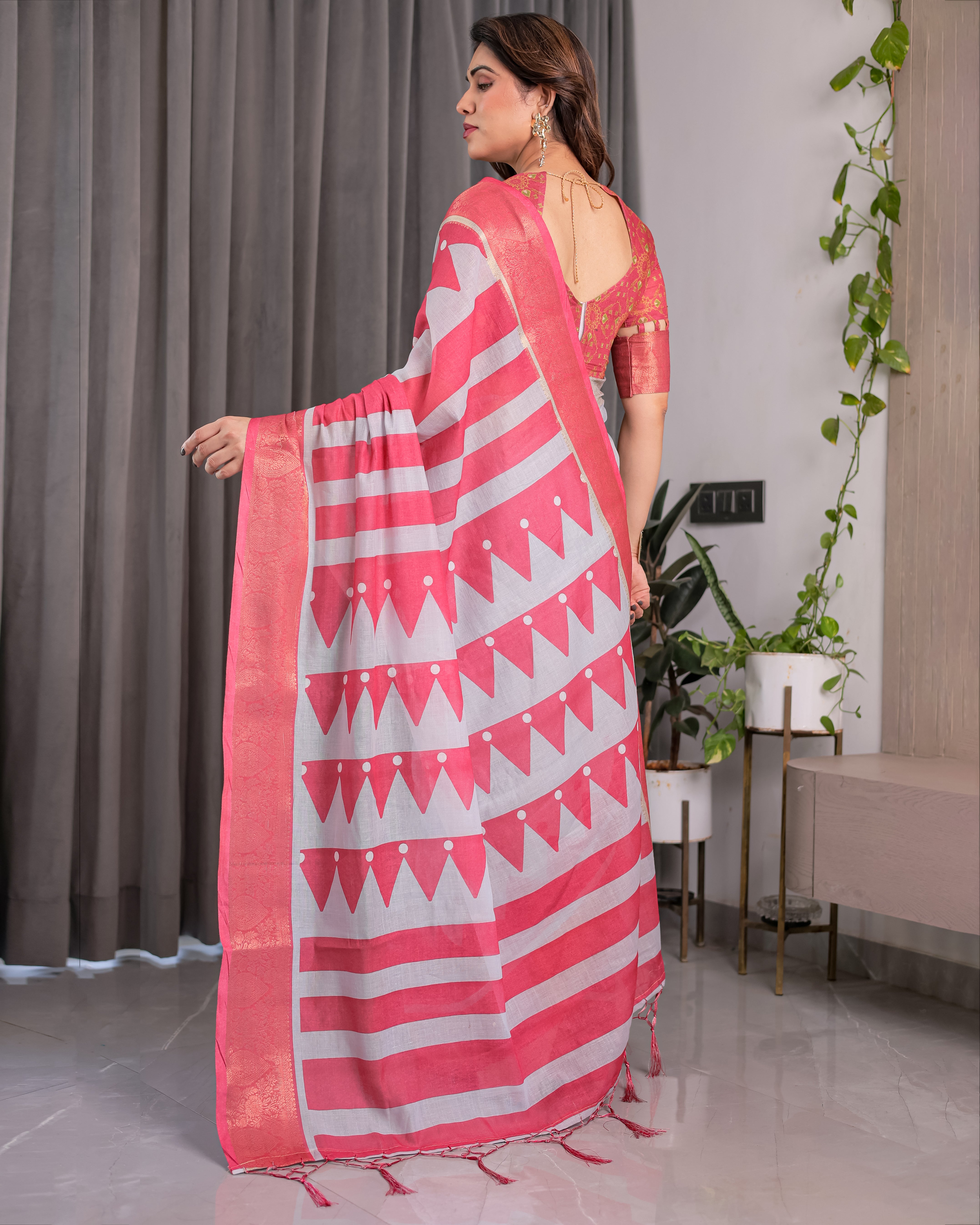 cotton linen saree