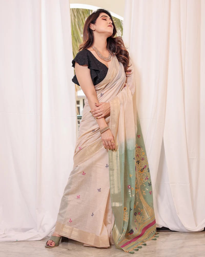 Soft muga citton saree