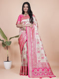 Banarasi silk saree with silver zari weaving