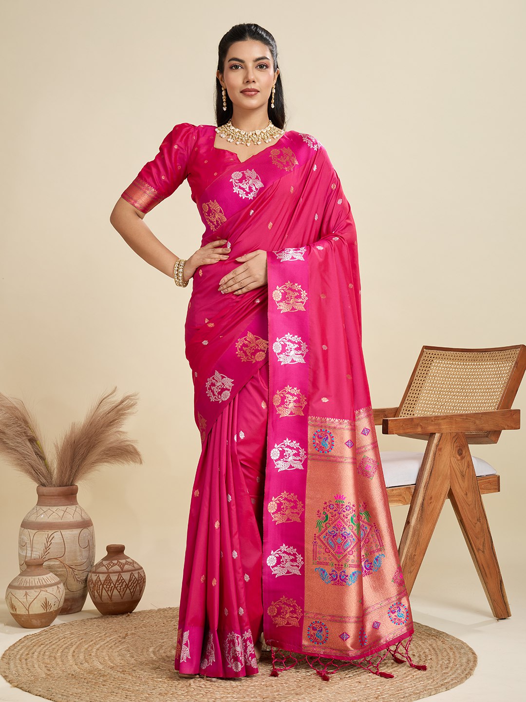 Premium kanjivaram paithani silk saree