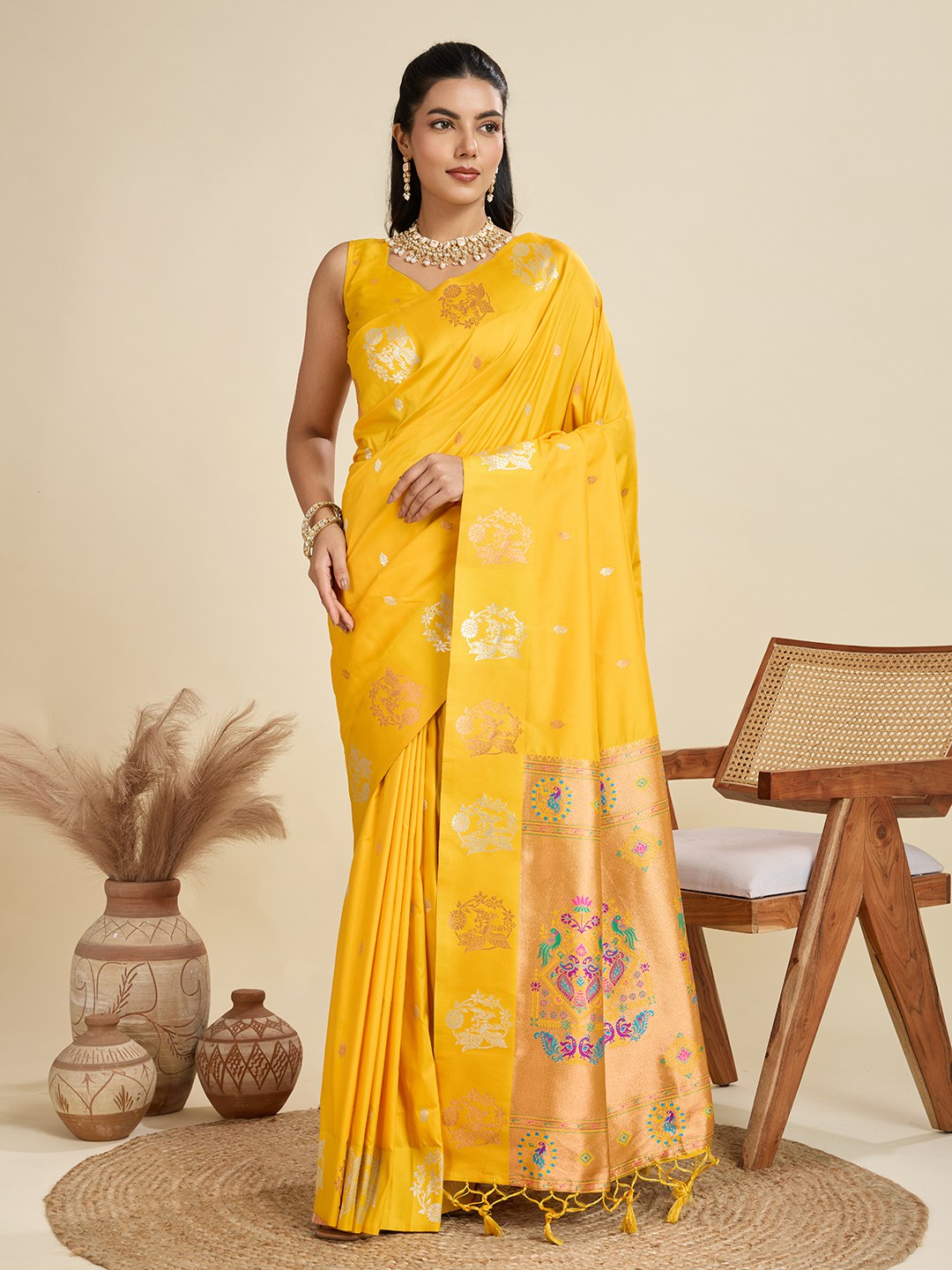 Premium kanjivaram paithani silk saree