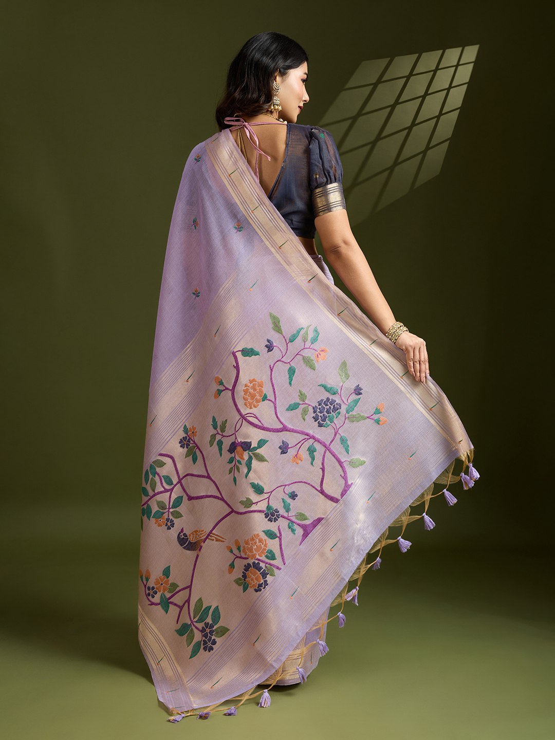 Premium soft muga cotton paithani saree