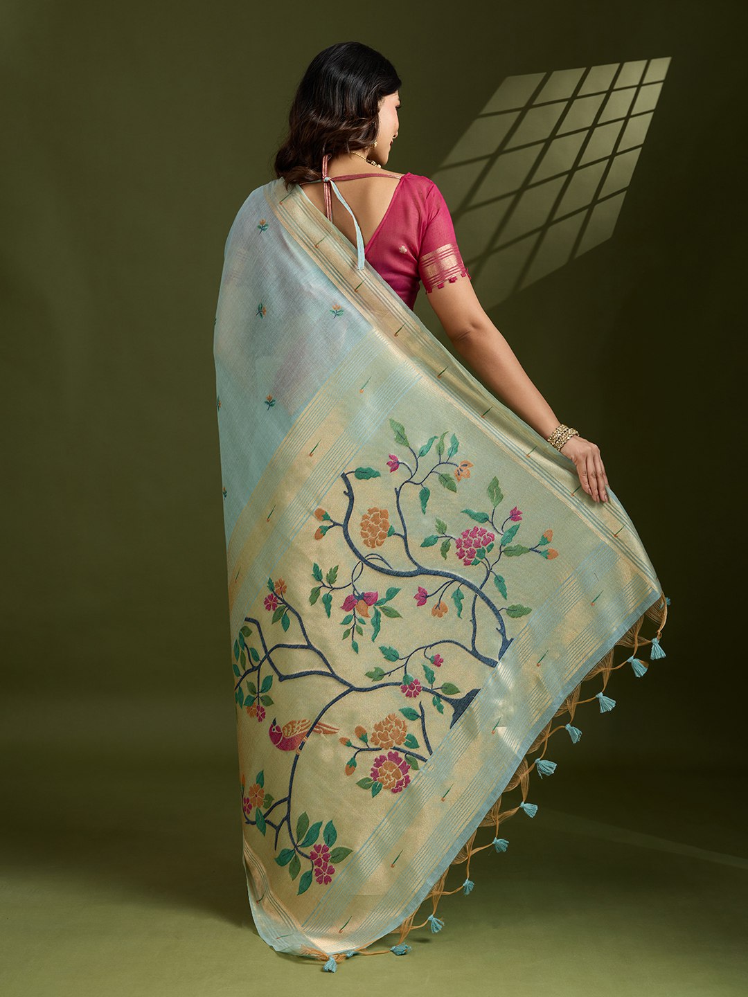 Premium soft muga cotton paithani saree