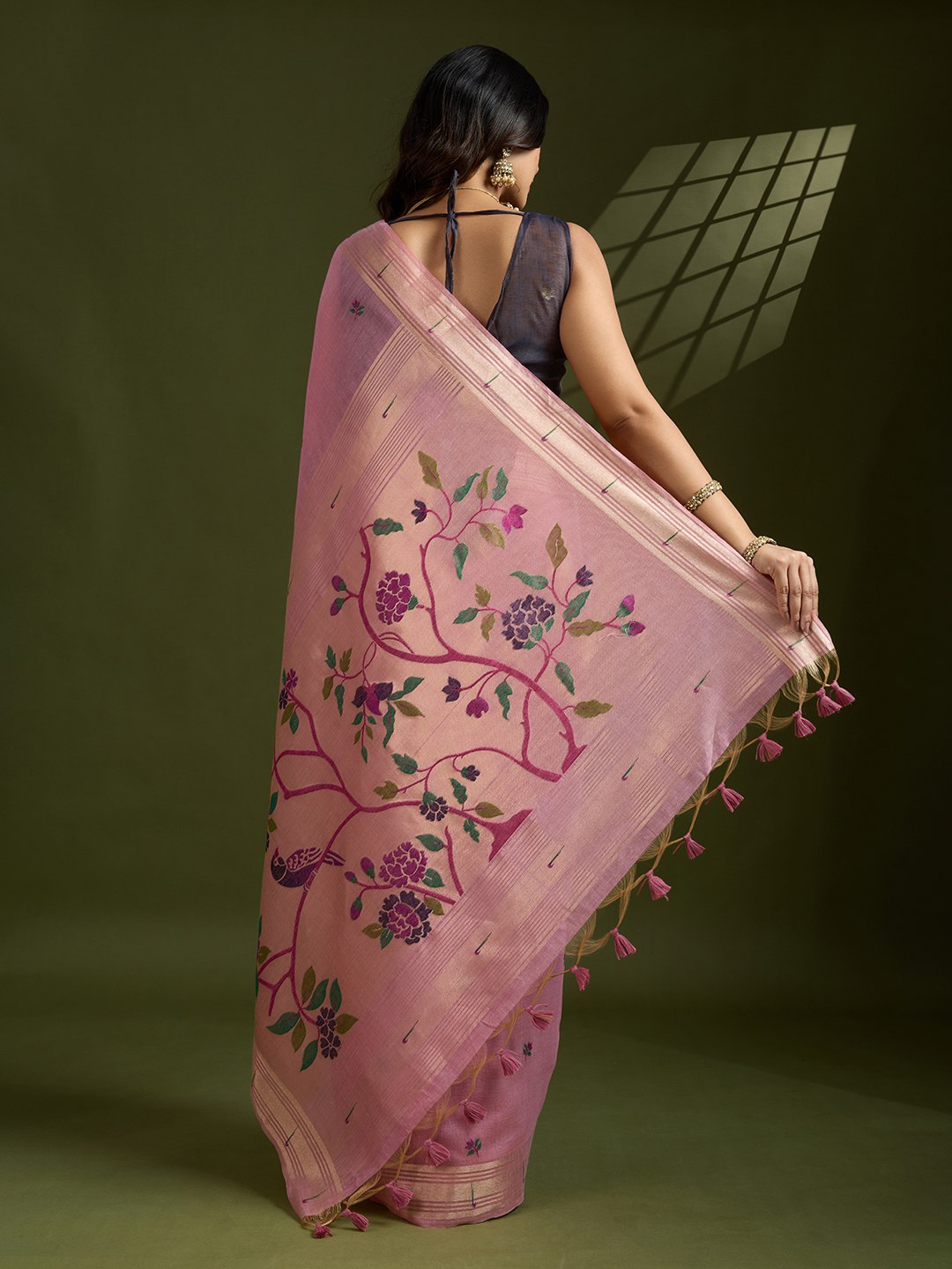 Premium soft muga cotton paithani saree