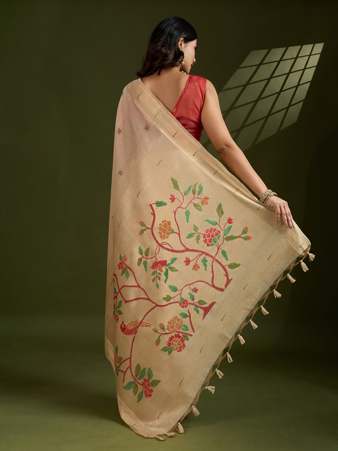 Premium soft muga cotton paithani saree