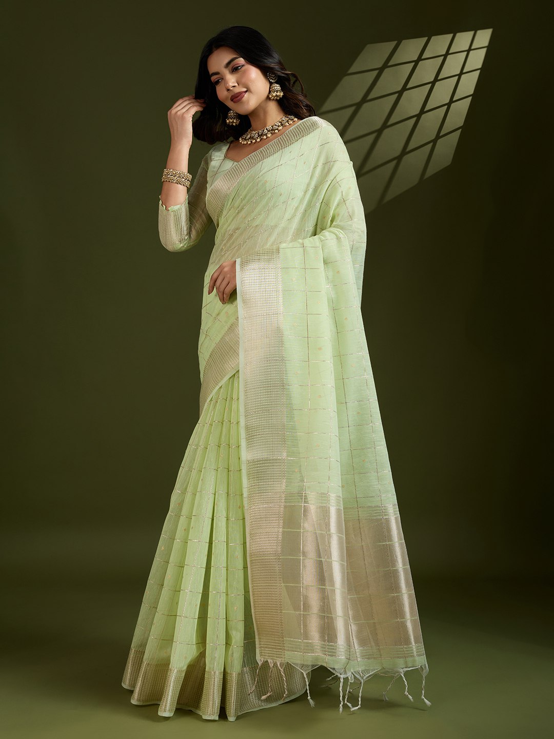 Premium soft tissue linen silk saree