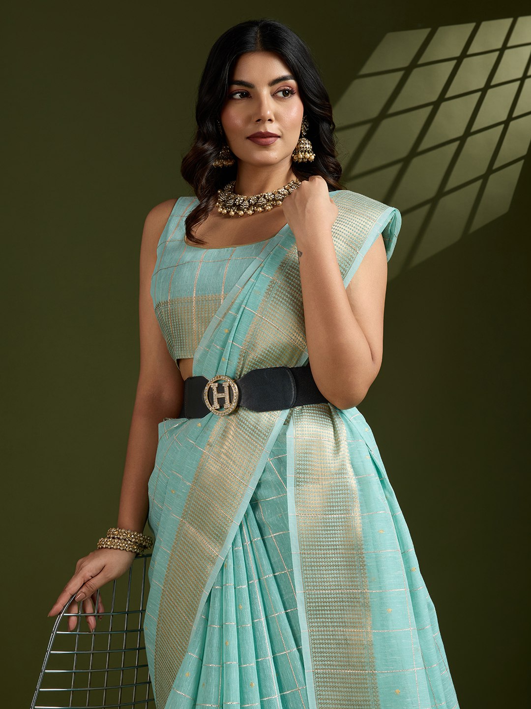 Premium soft tissue linen silk saree
